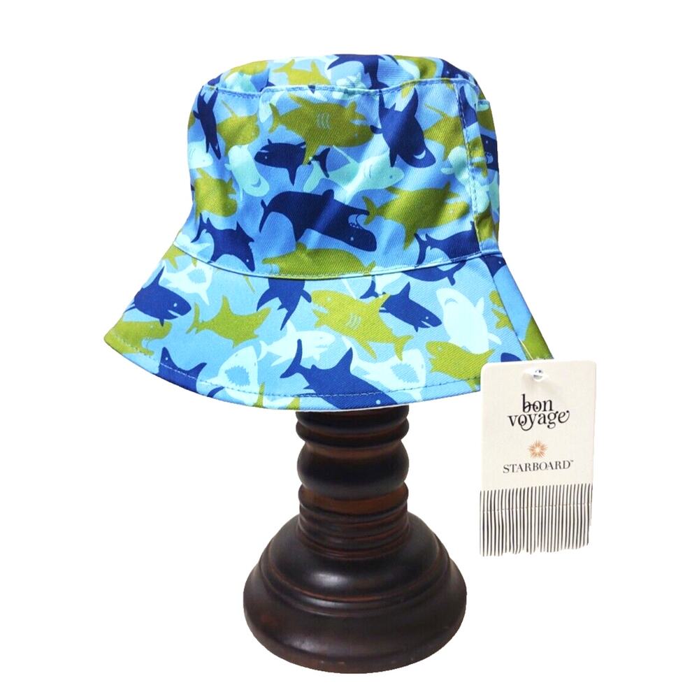 Bon Voyage Kids Size Sharks Reversible Bucket Hat Carnival Cruise Polyester OSFA
